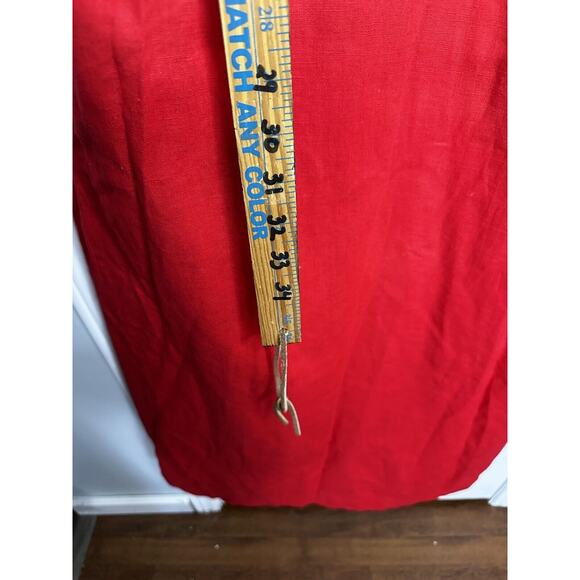 Vintage 80s Midi Long Red Pleated Skirt Linen Dress Secretary 14 16 Rockabilly - Picture 12 of 12